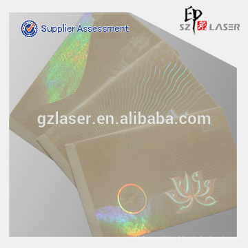 Sticker de laminage à froid autocollant clair pour hologramme clair pour la sécurité des cartes pvc
